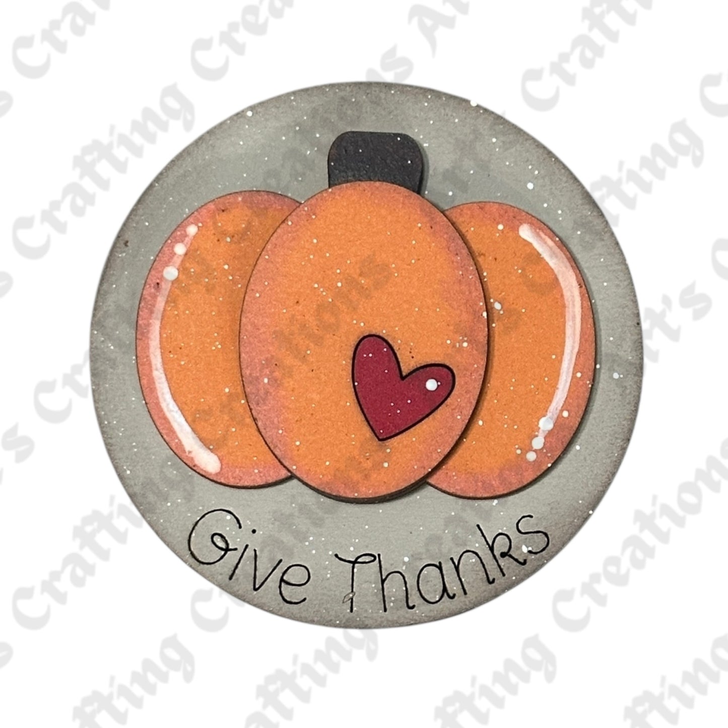 3" Round Insert Give Thanks Double Pumpkin