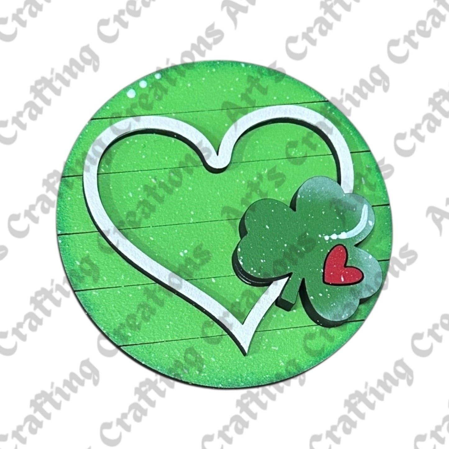 3" Round Insert Heart with Shamrock