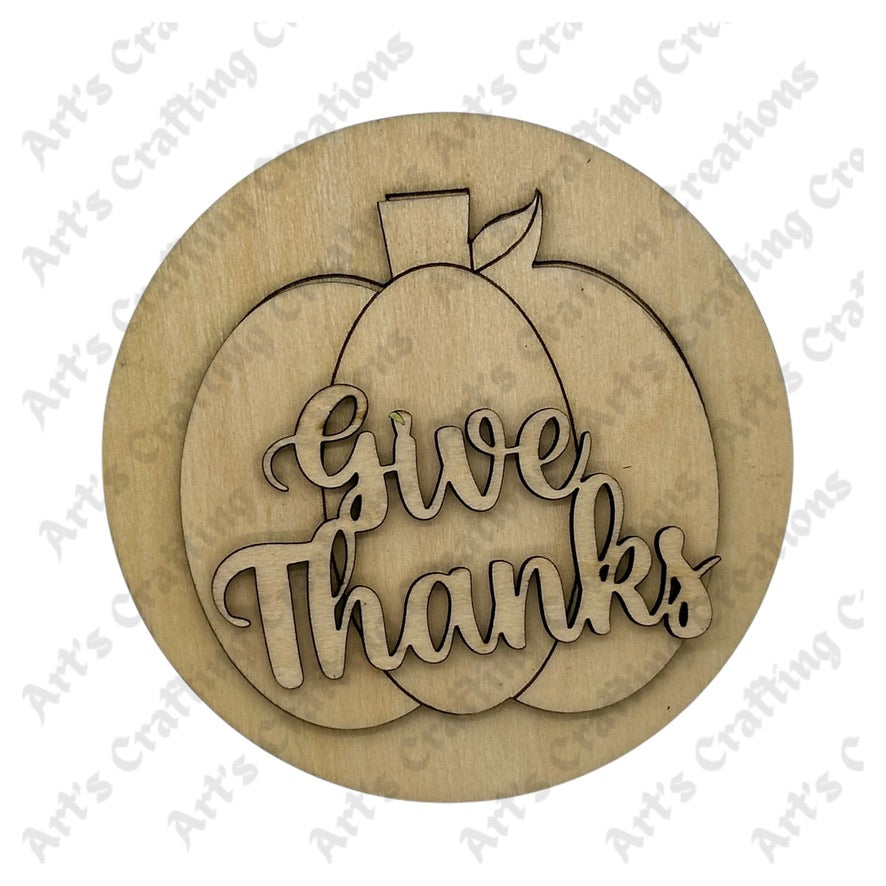 3" Round Insert - Give Thanks Big Pumpkin - November