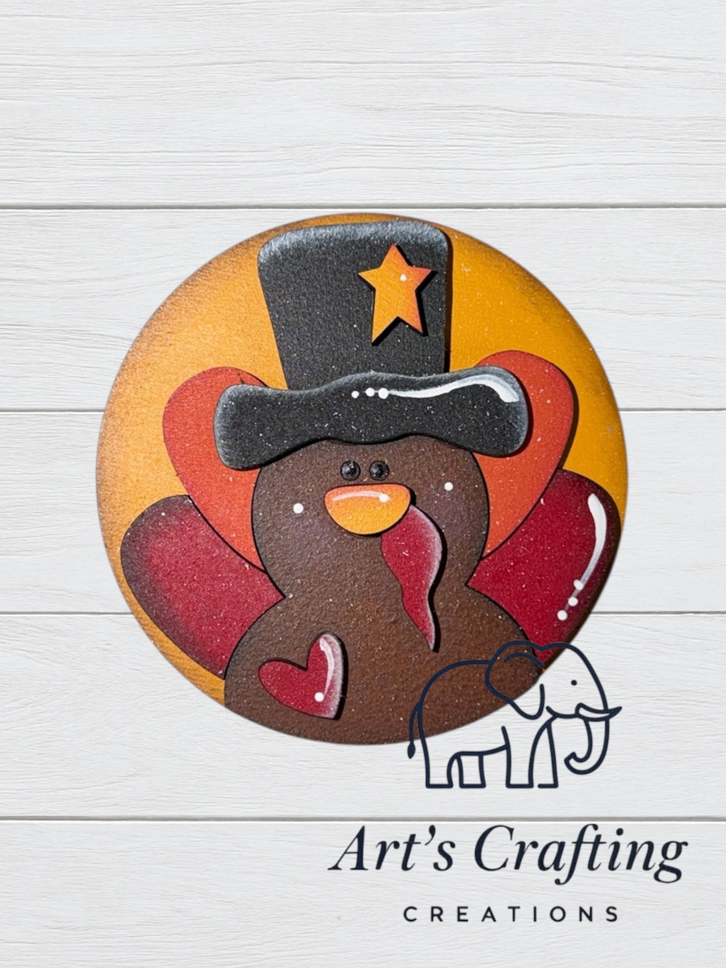 3" Round Insert - Turkey with Hat - November