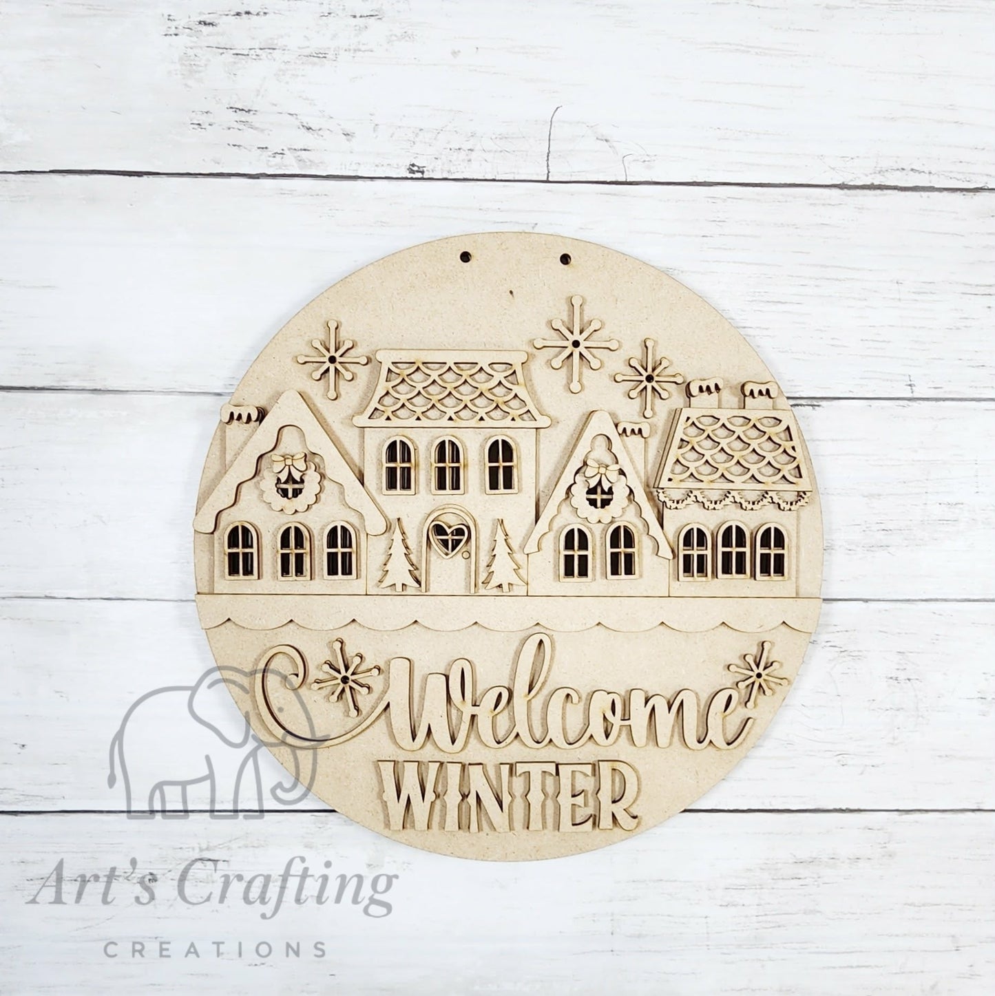 Lighted Welcome Winter Hanging Sign