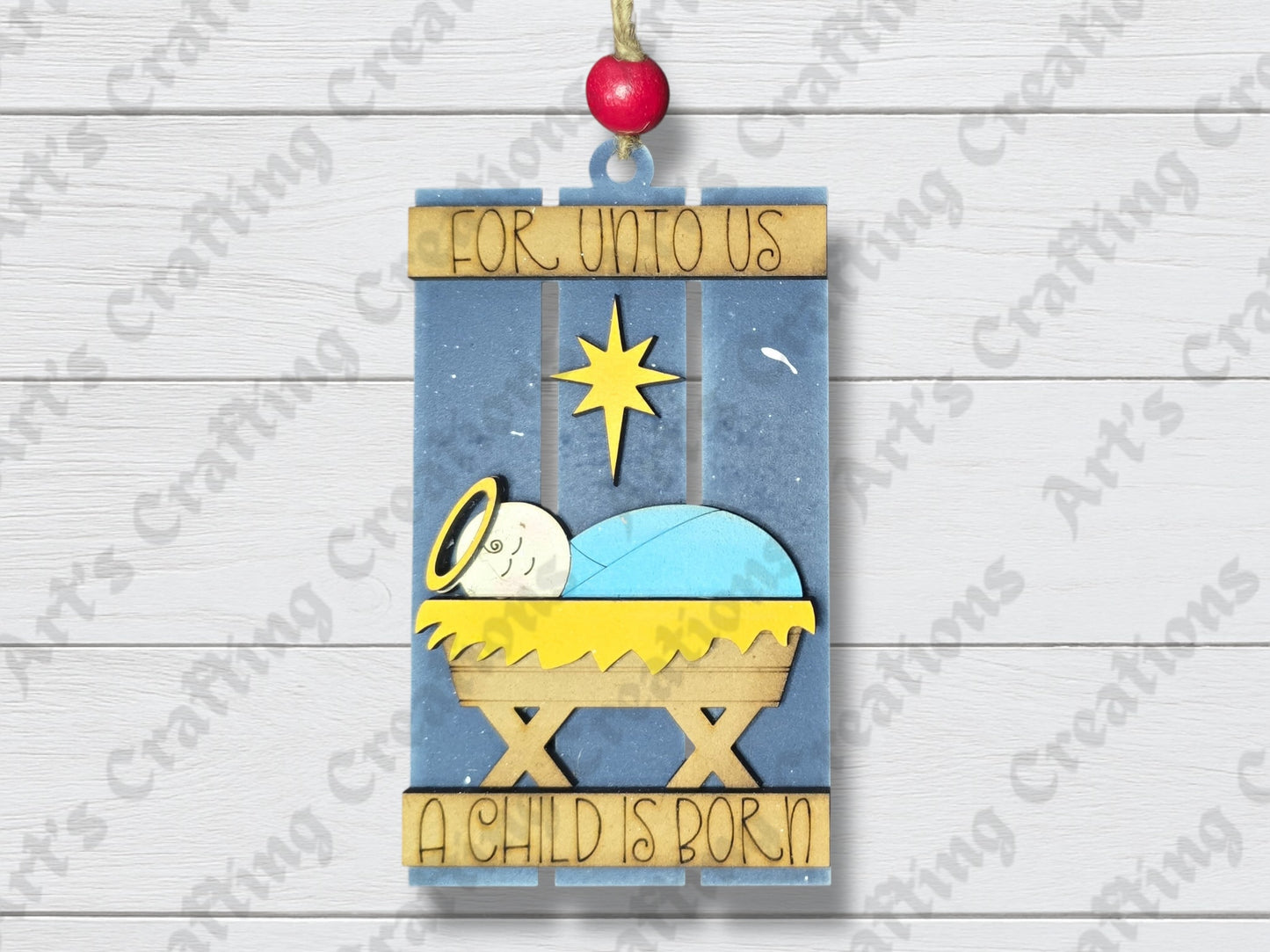 For Unto us a Child is Born Pallet Ornament