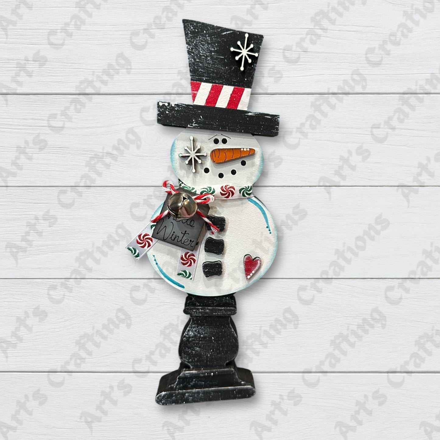 Spindle Snowman Shelf Sitter