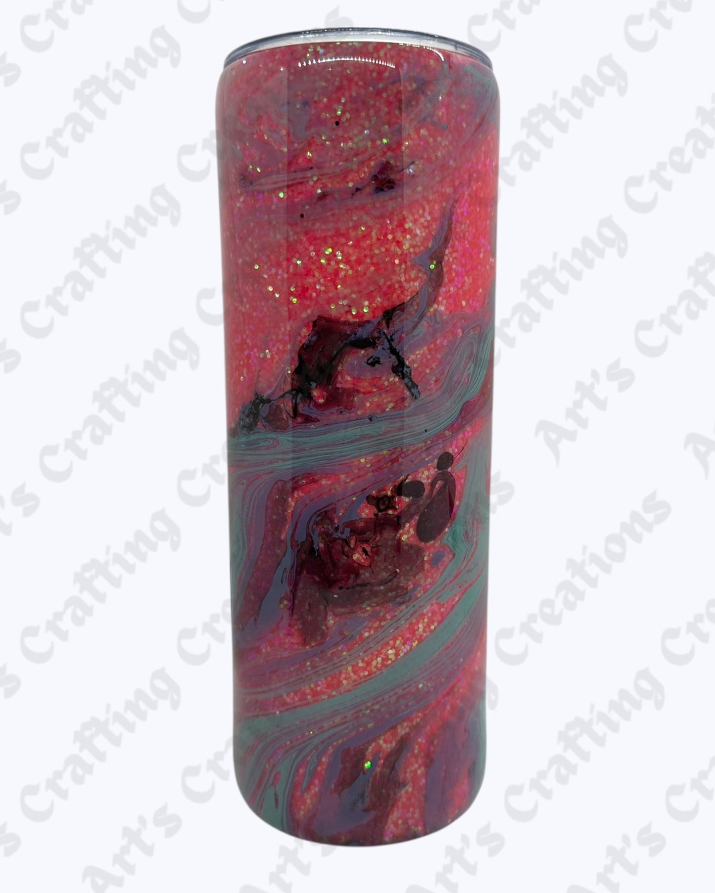 Pink Glitter Hydro dipped blue 20 oz Tumbler