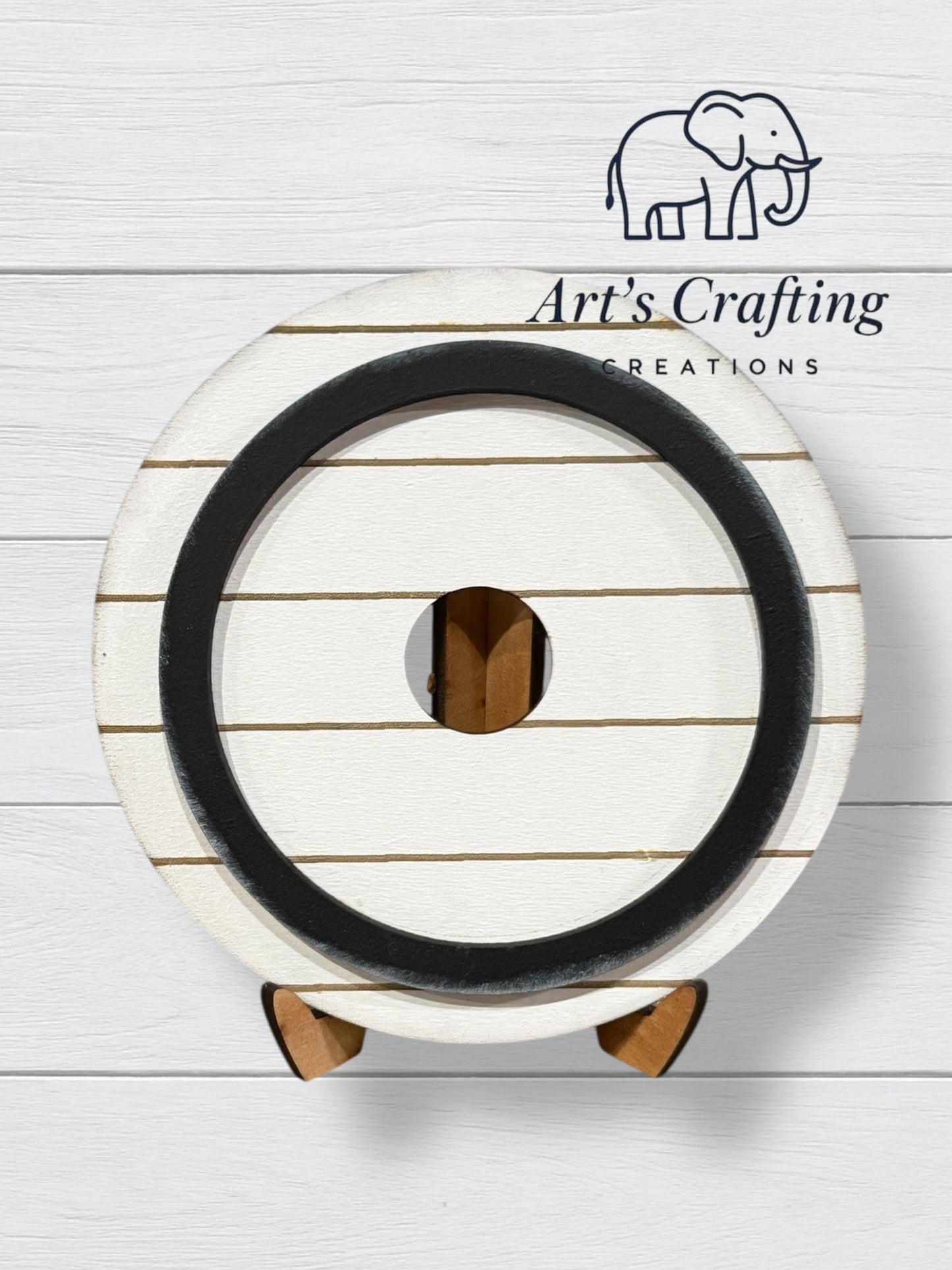 3” Round Interchangeable Base -  Scallop Framed Shiplap Stand