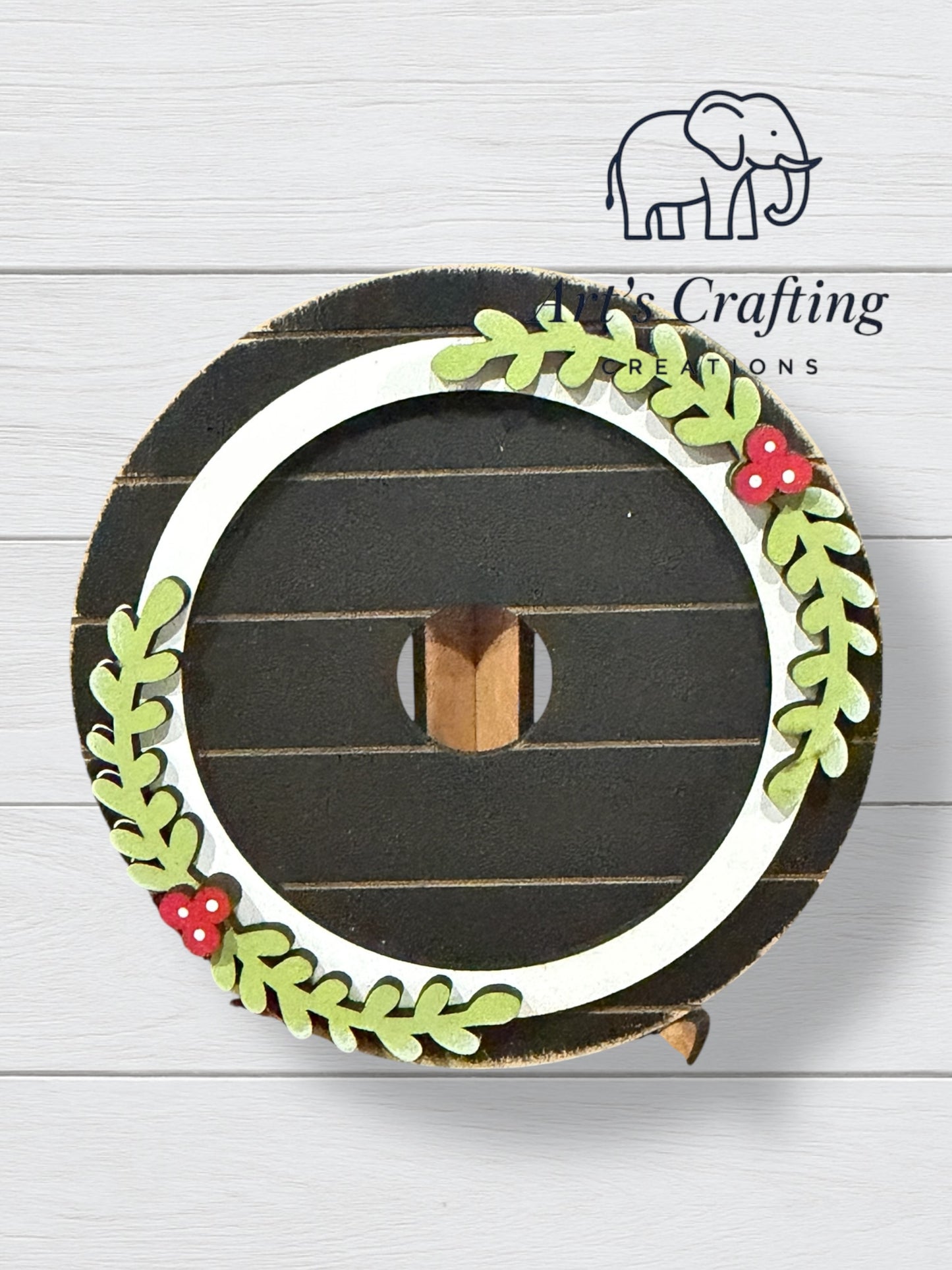 3” Round Interchangeable Base -  Scallop Framed Shiplap Stand