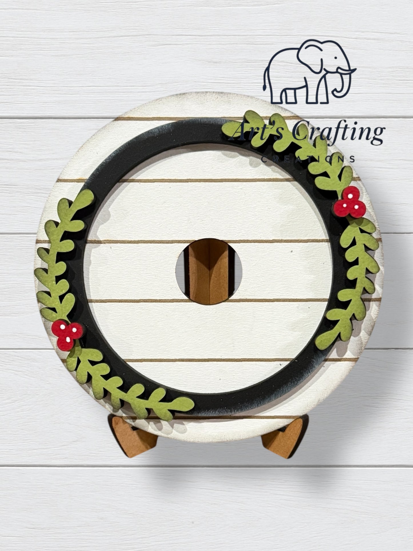 3” Round Interchangeable Base -  Scallop Framed Shiplap Stand
