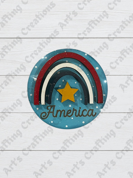 3" Round Insert - America Rainbow - July