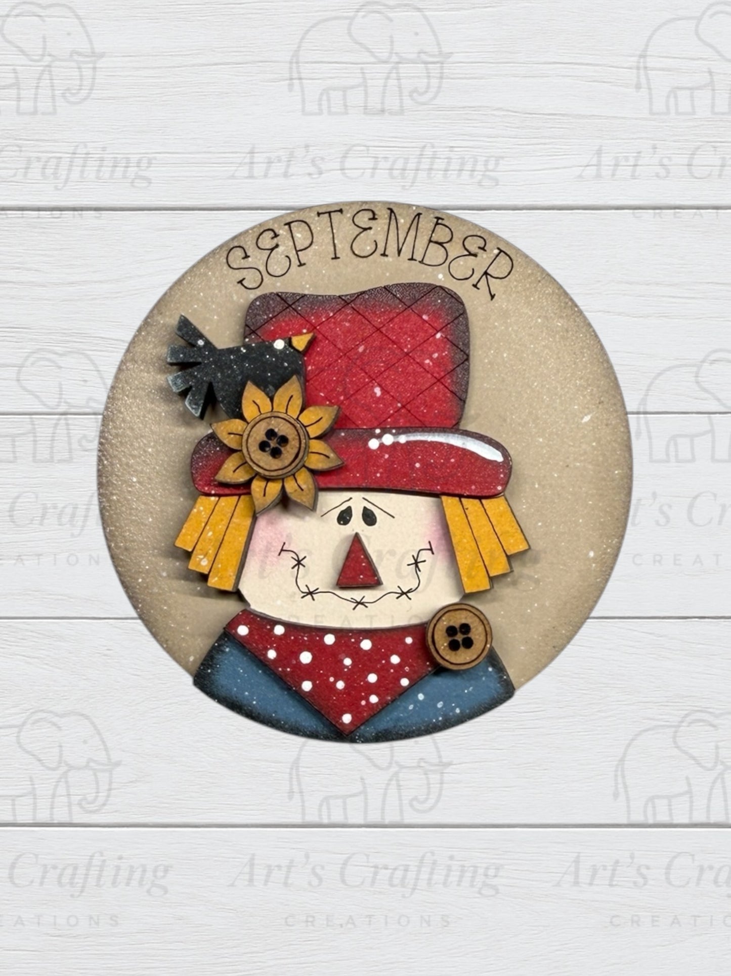 3" Round Insert - Scarecrow - September