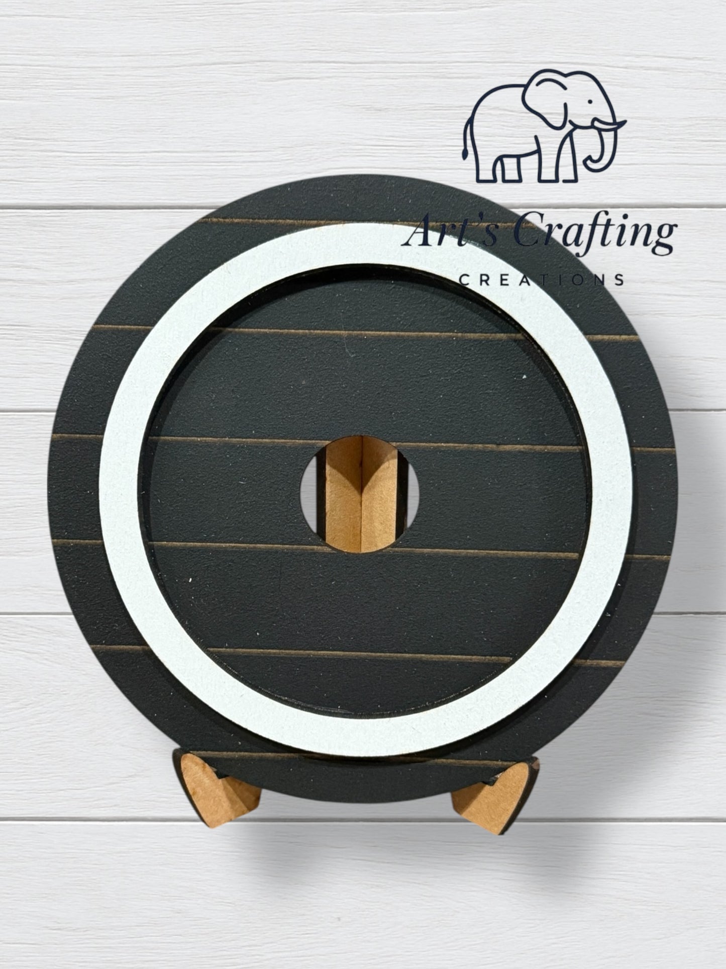 3” Round Interchangeable Base -  Scallop Framed Shiplap Stand