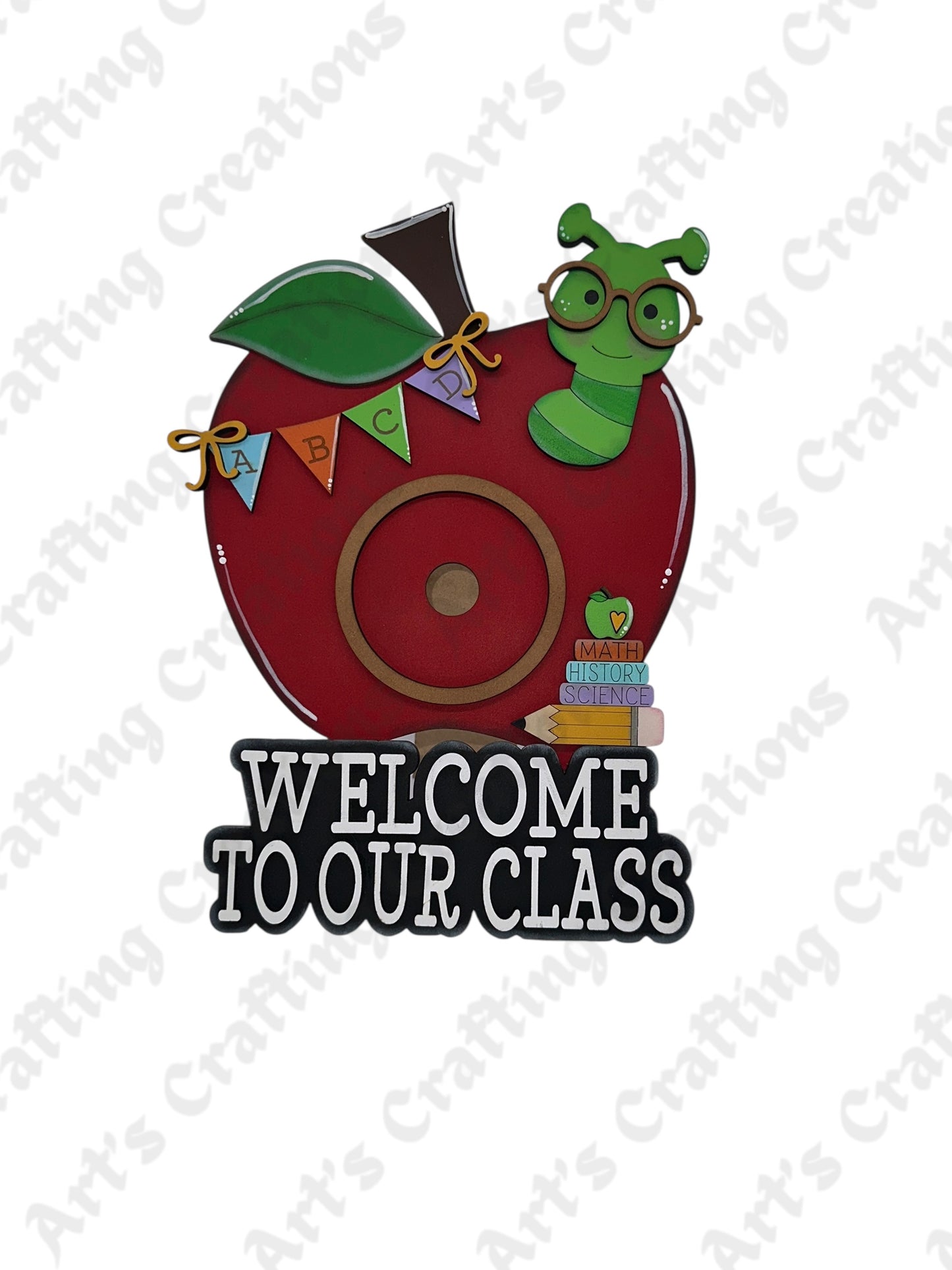 3” Round Interchangeable Base - Welcome to our Classroom Apple