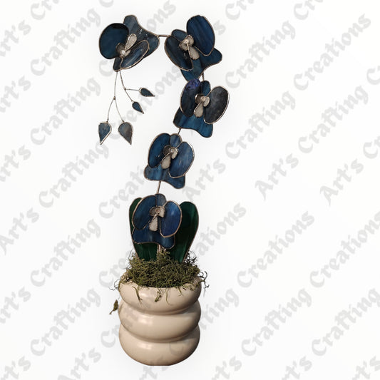 Stained Glass Orchid - Dark Blue