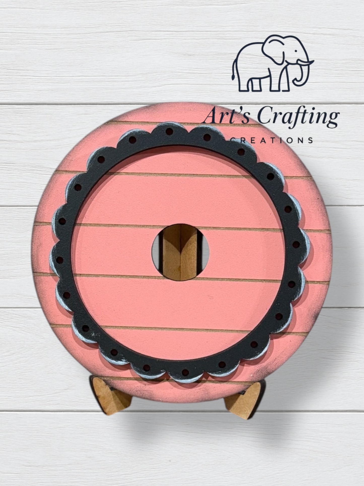 3” Round Interchangeable Base -  Scallop Framed Shiplap Stand