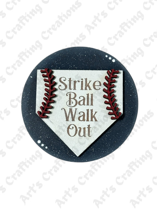 3" Round Insert - Baseball Plate Strike/Ball/Walk/Out - Specialty