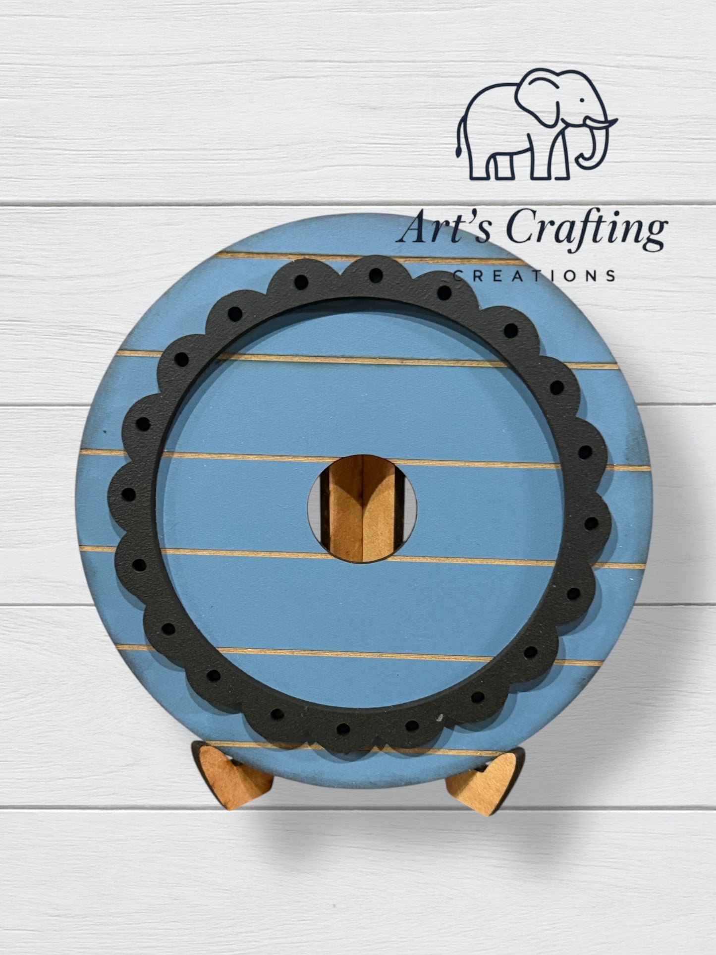 3” Round Interchangeable Base -  Scallop Framed Shiplap Stand