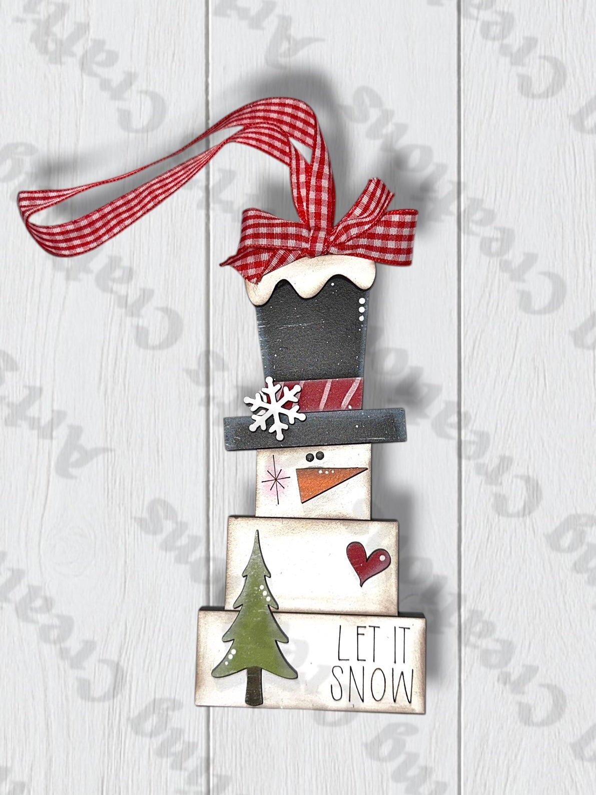 Let it snow square snowman Ornament