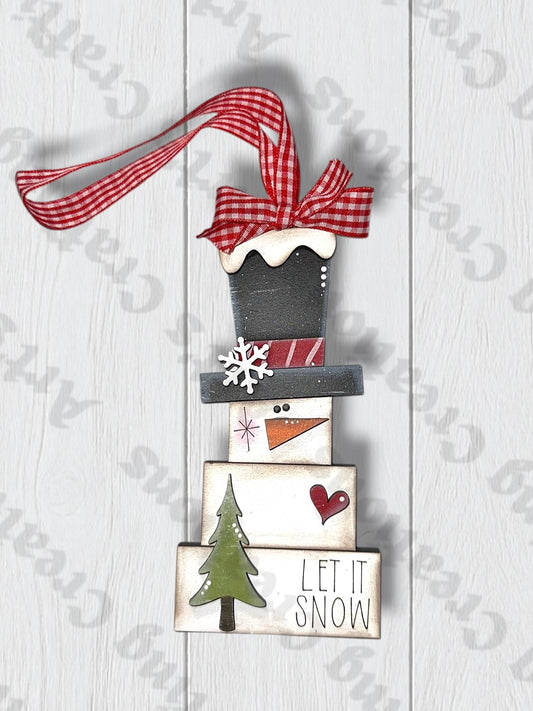 Let it snow square snowman Ornament