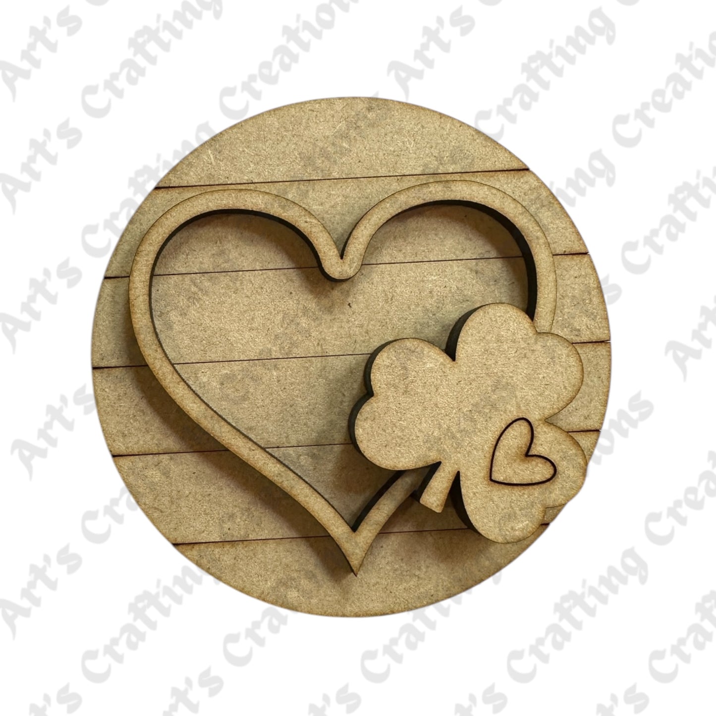 3" Round Insert Heart with Shamrock