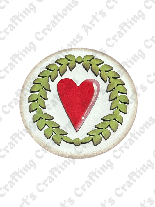 3” Round Insert - Heart with Wreath - Home