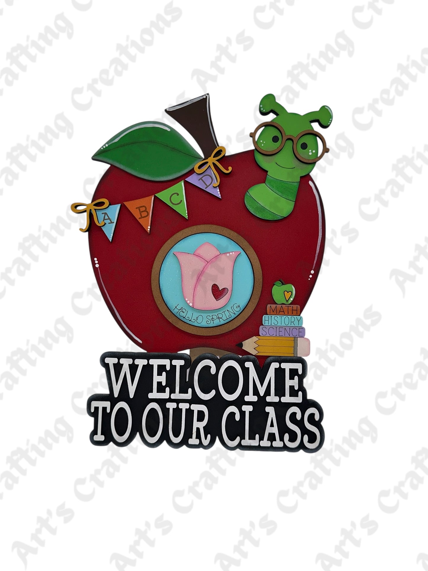 3” Round Interchangeable Base - Welcome to our Classroom Apple