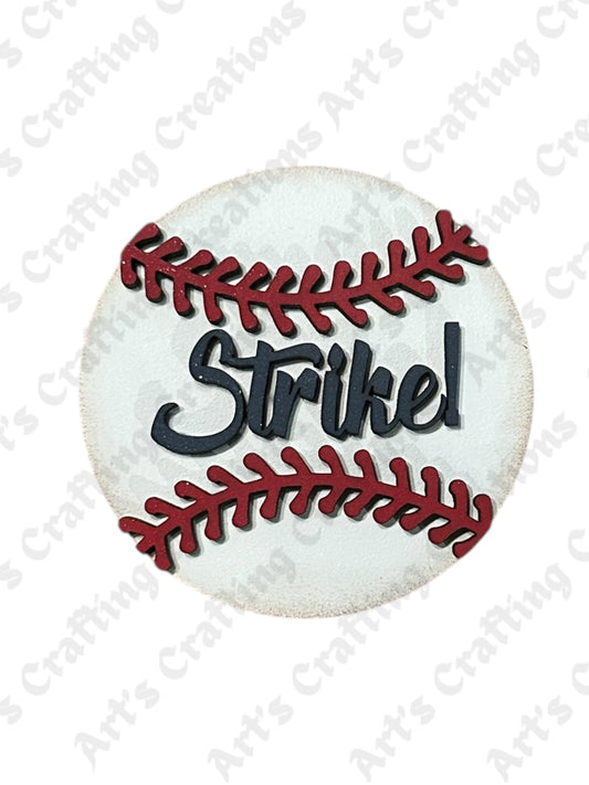 3" Round Insert - Baseball Strike - Specialty