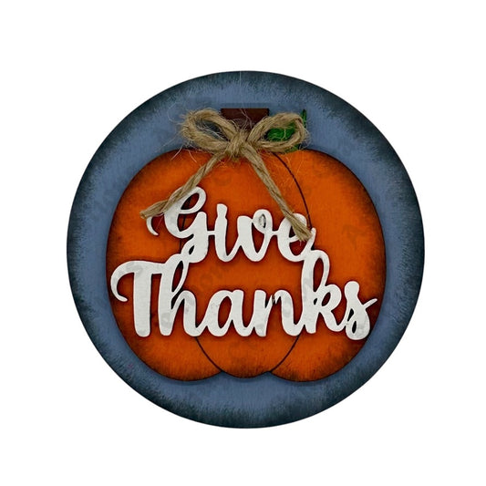 3" Round Insert - Give Thanks Big Pumpkin - November