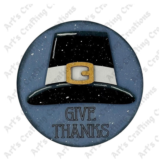 3" Round Insert - Give Thanks Hat - November