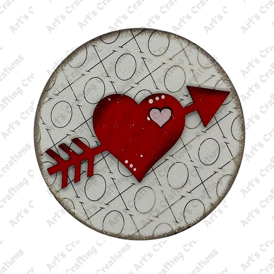 3" Round Insert - Heart with Arrow - February
