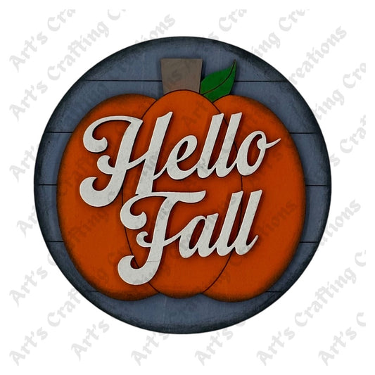 3" Round Insert - Hello Fall Big Pumpkin - September