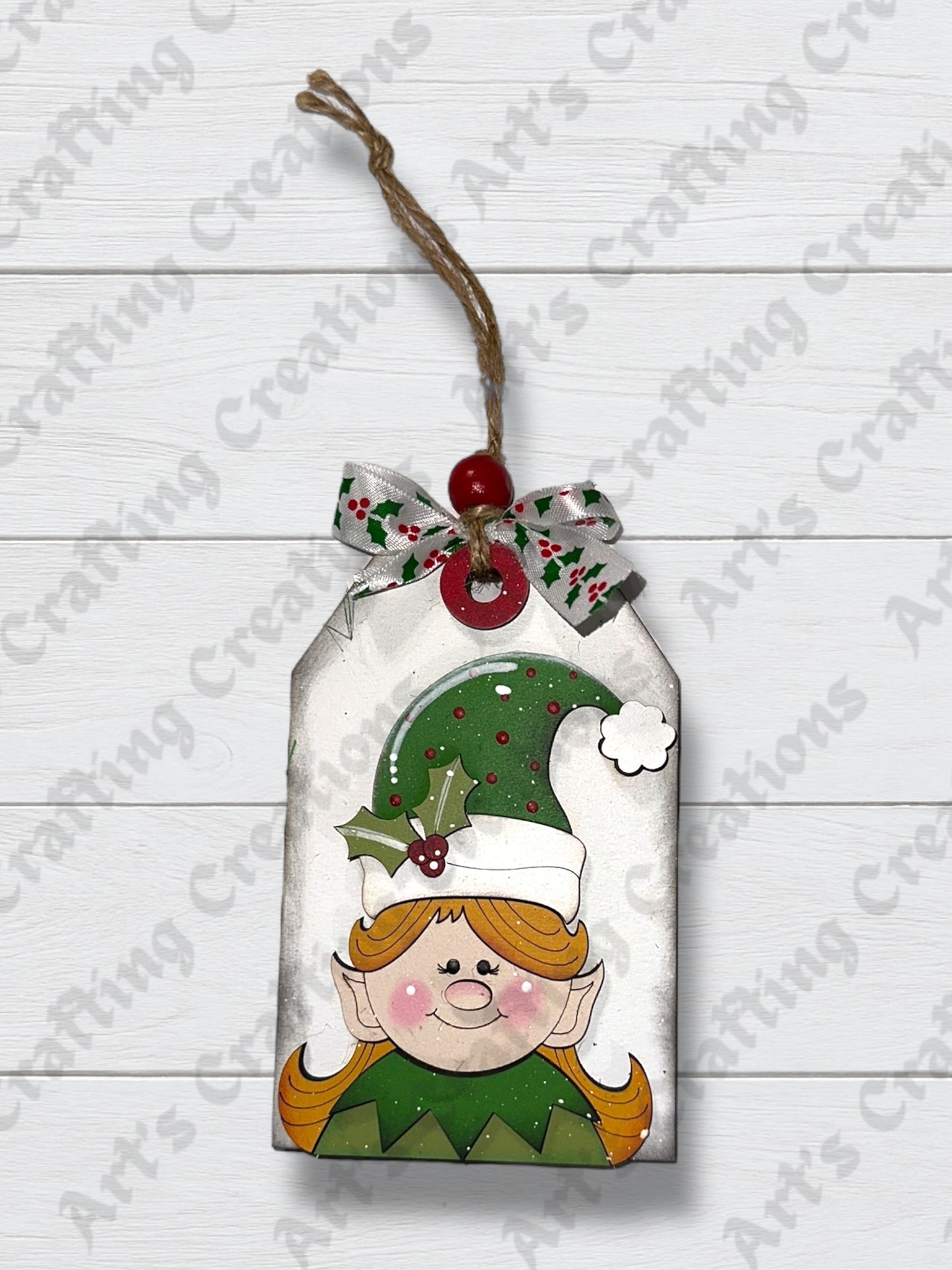 Girl Elf Tag Gift Card Holder Ornament