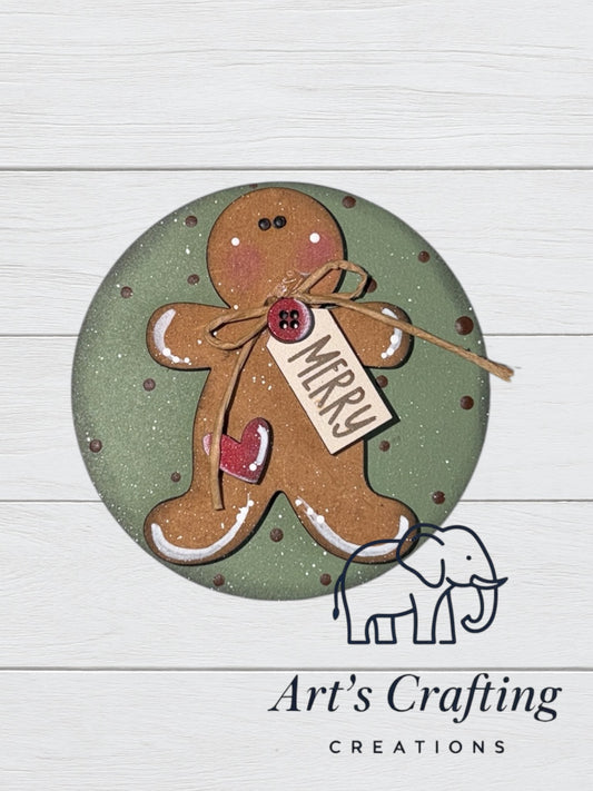 3" Round Insert - Merry Gingerbread Man - December