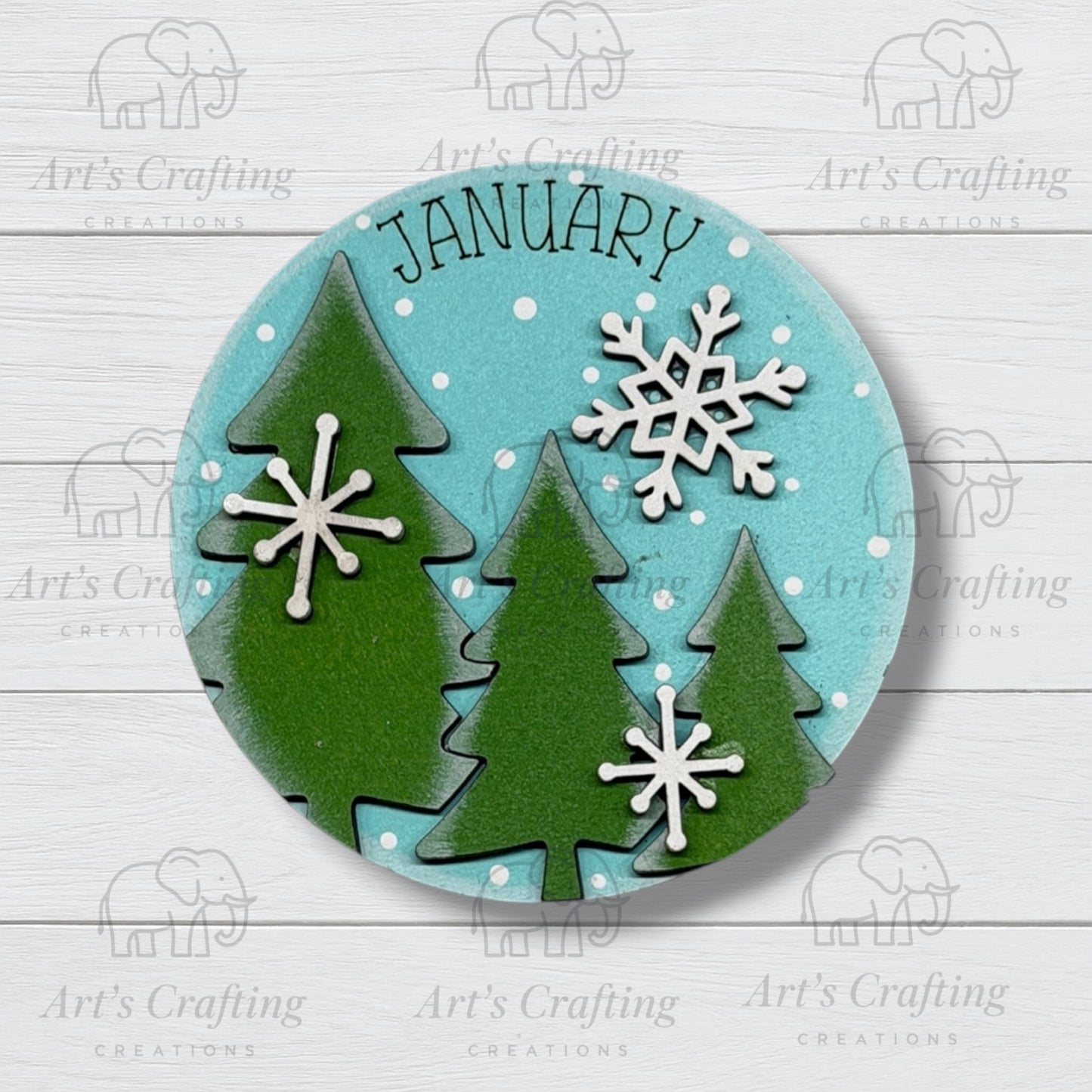 3" Round Insert - Trees - January