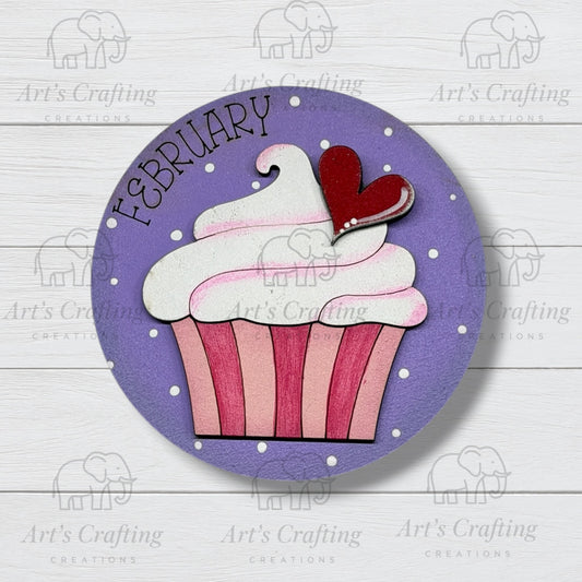 3" Round Insert - Cupcake - February