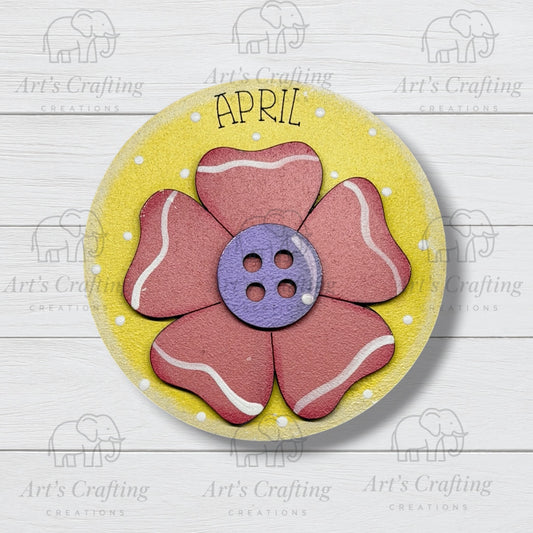 3" Round Insert - Flower - April