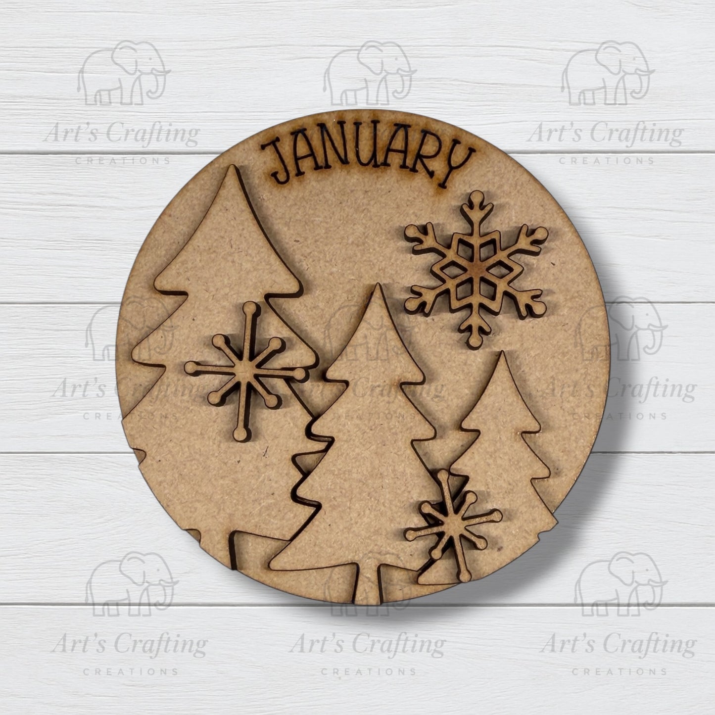 3" Round Insert - Trees - January