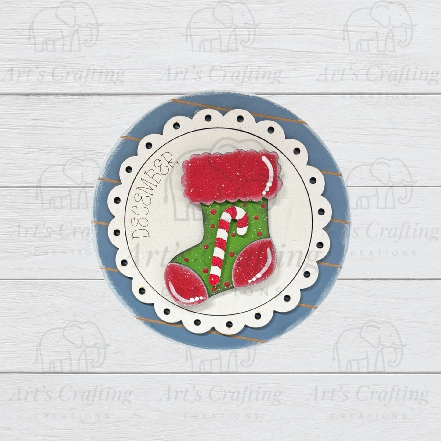3" Round Insert - Stocking - December