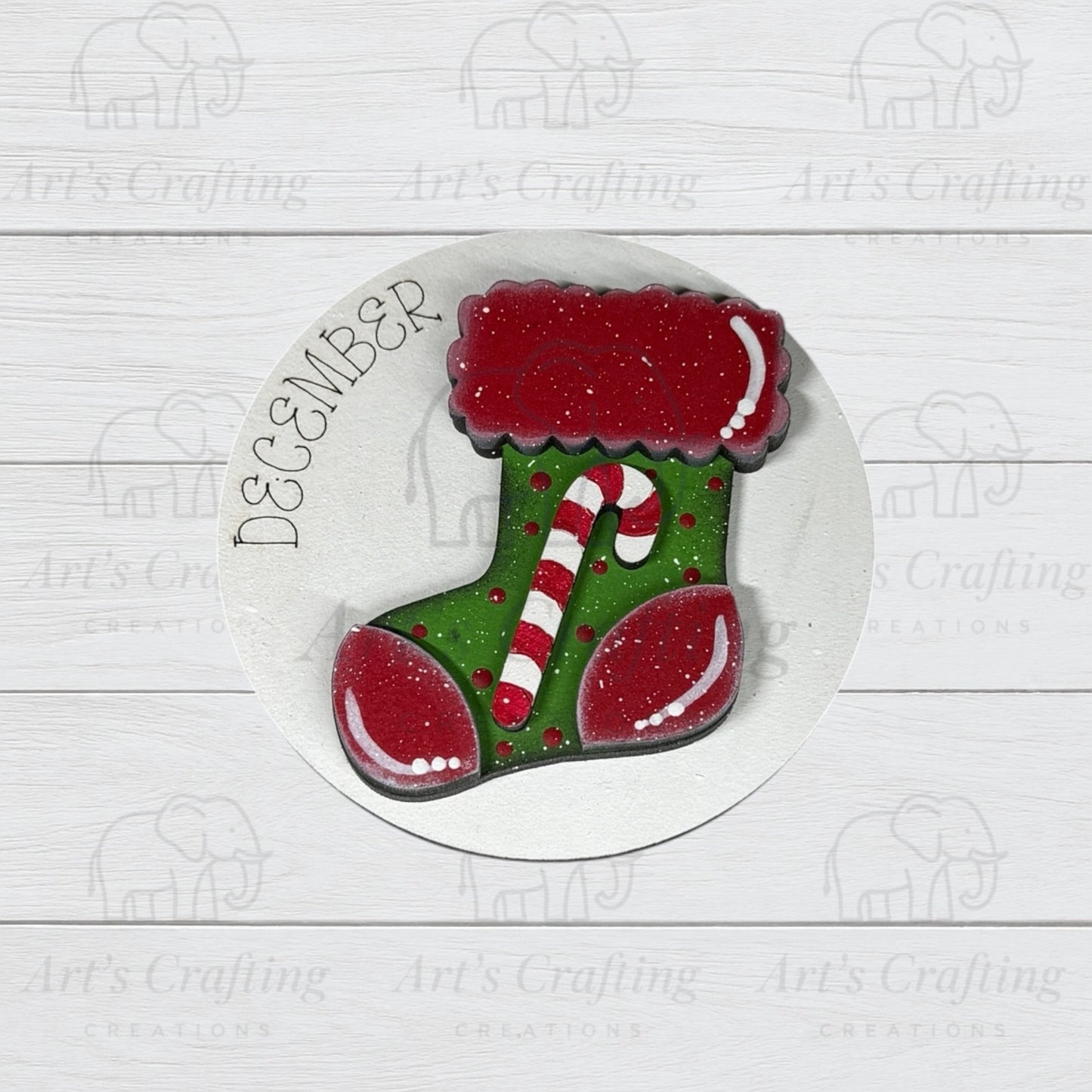 3" Round Insert - Stocking - December