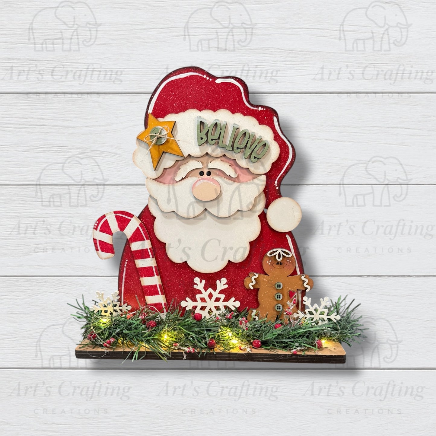Kris Kringle Lighted Shelf Sitter