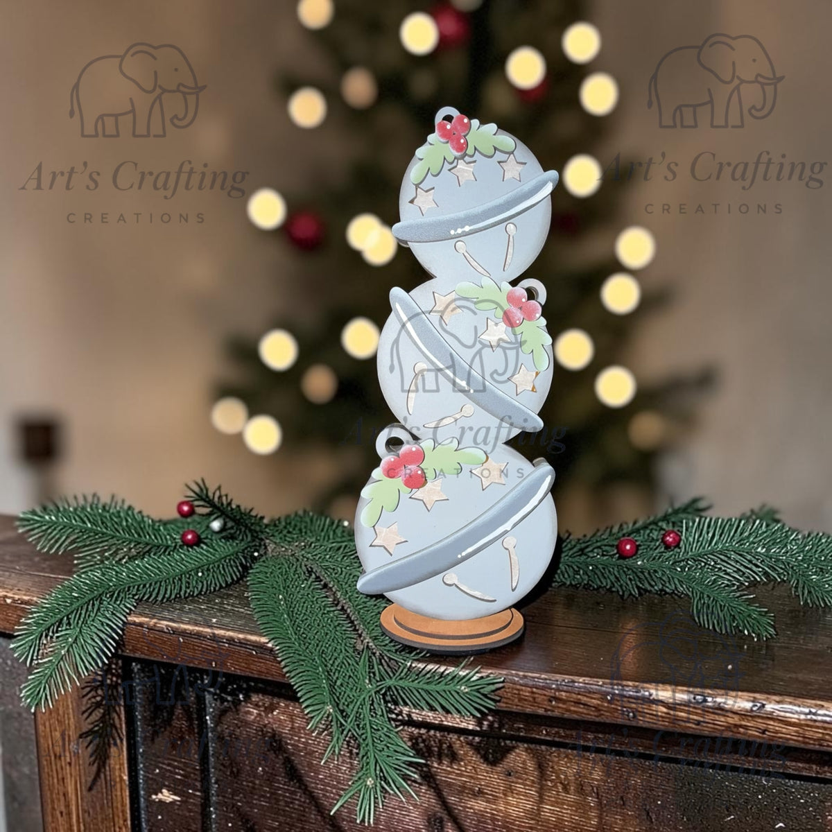 Stacked bells lighted shelf sitter