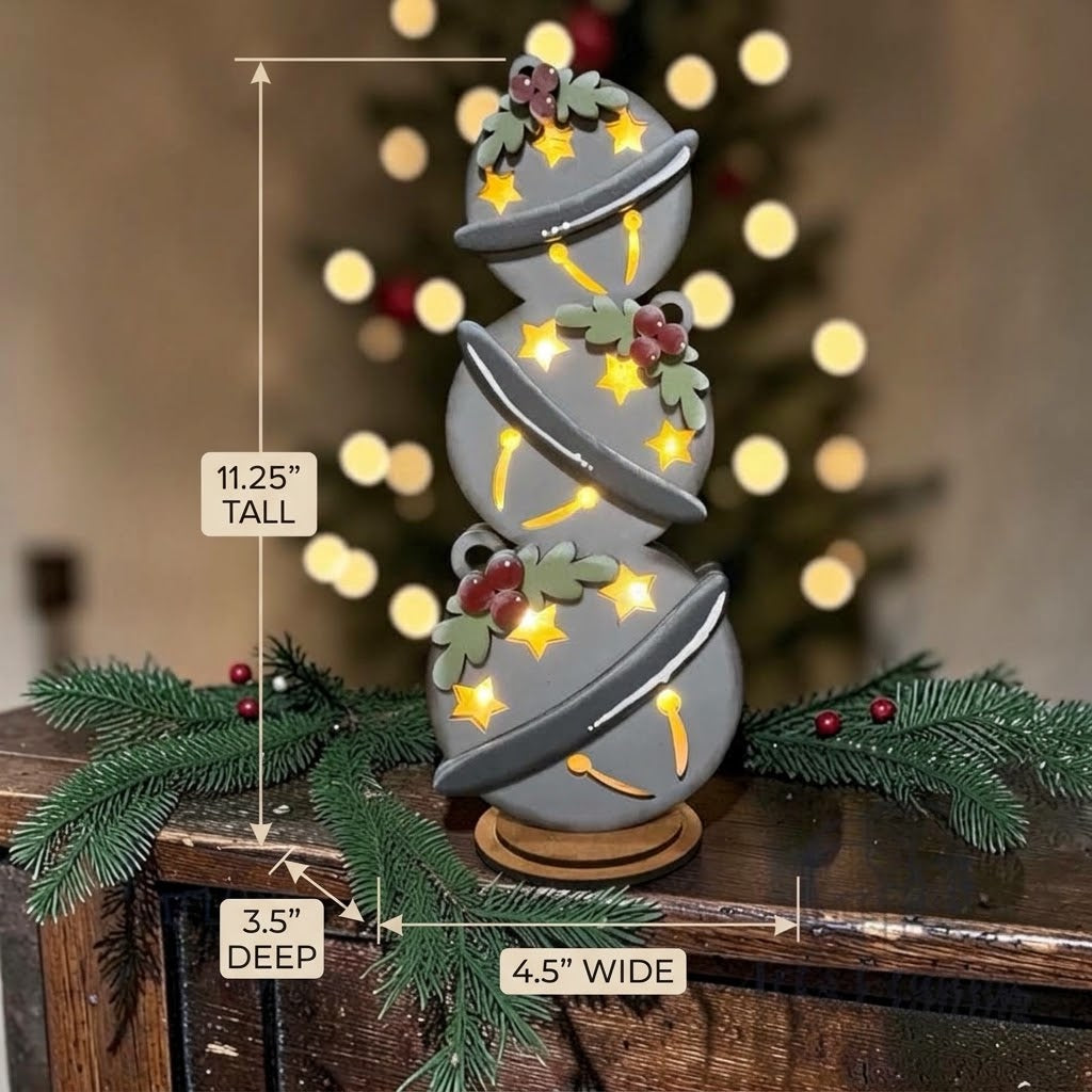 Stacked bells lighted shelf sitter