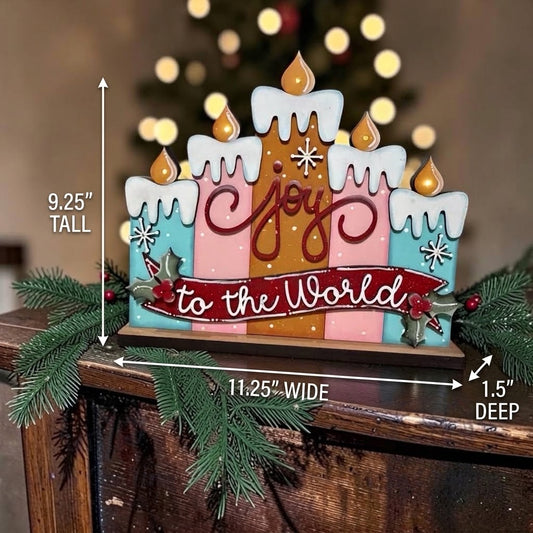 Joy to the world lighted shelf sitter