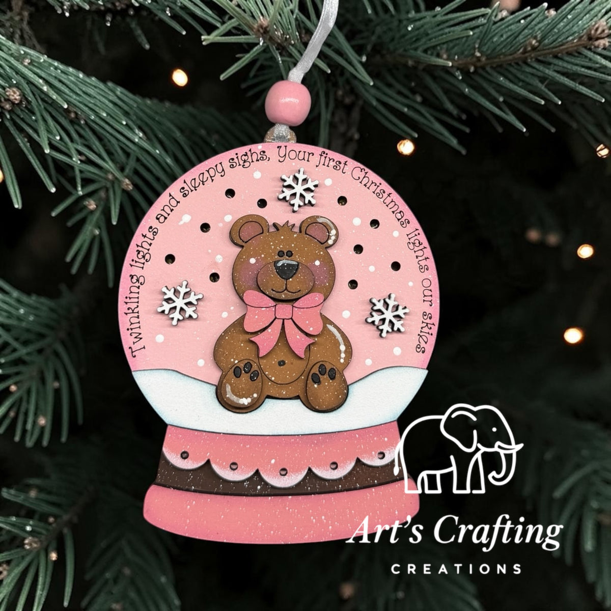 Teddy Bear Snow-globe - Lighted Ornament
