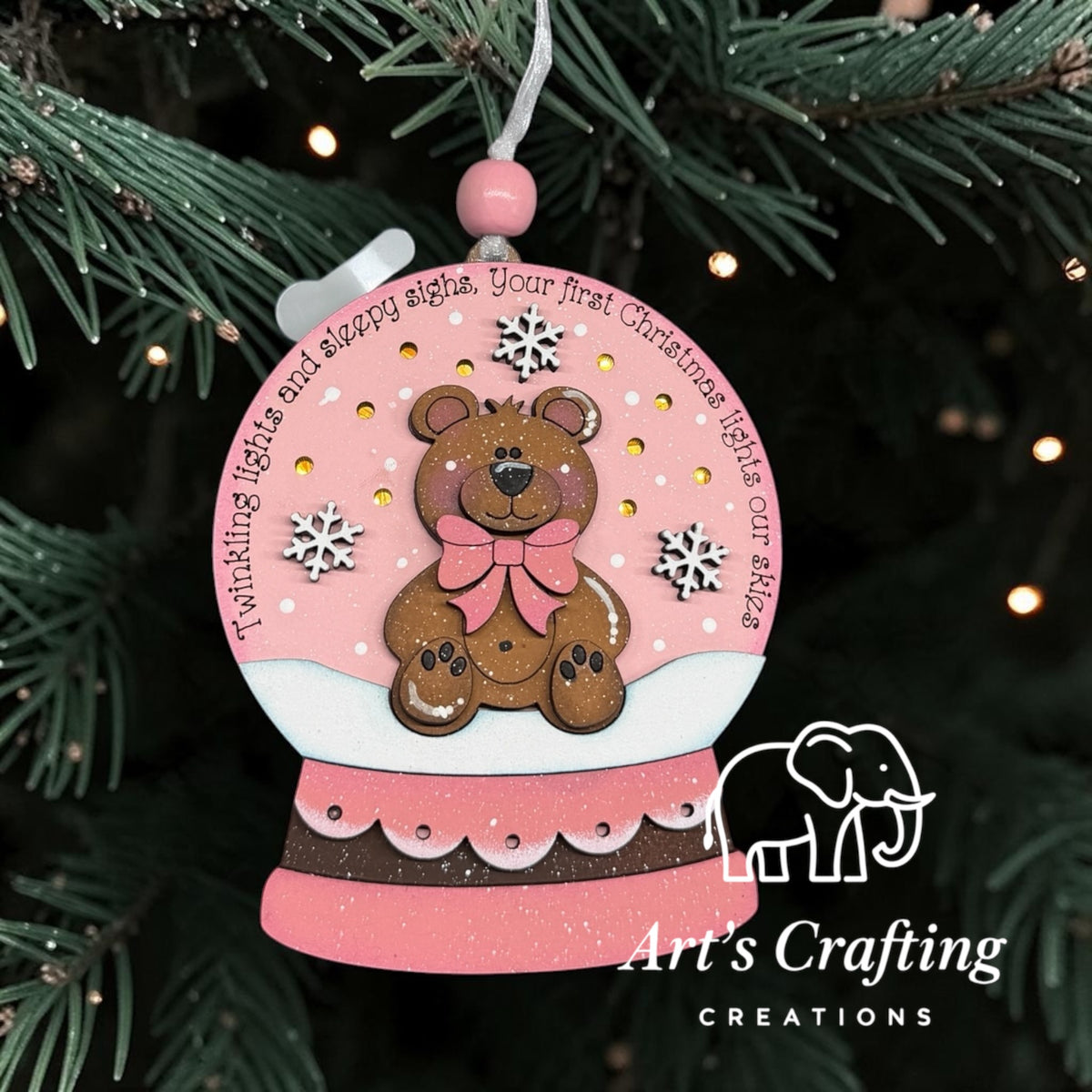 Teddy Bear Snow-globe - Lighted Ornament