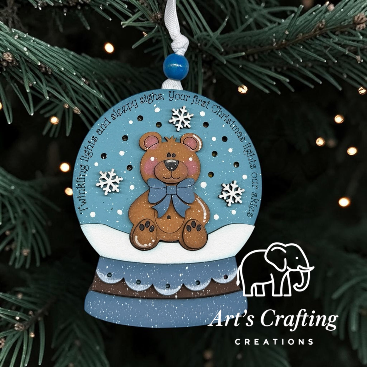 Teddy Bear Snow-globe - Lighted Ornament