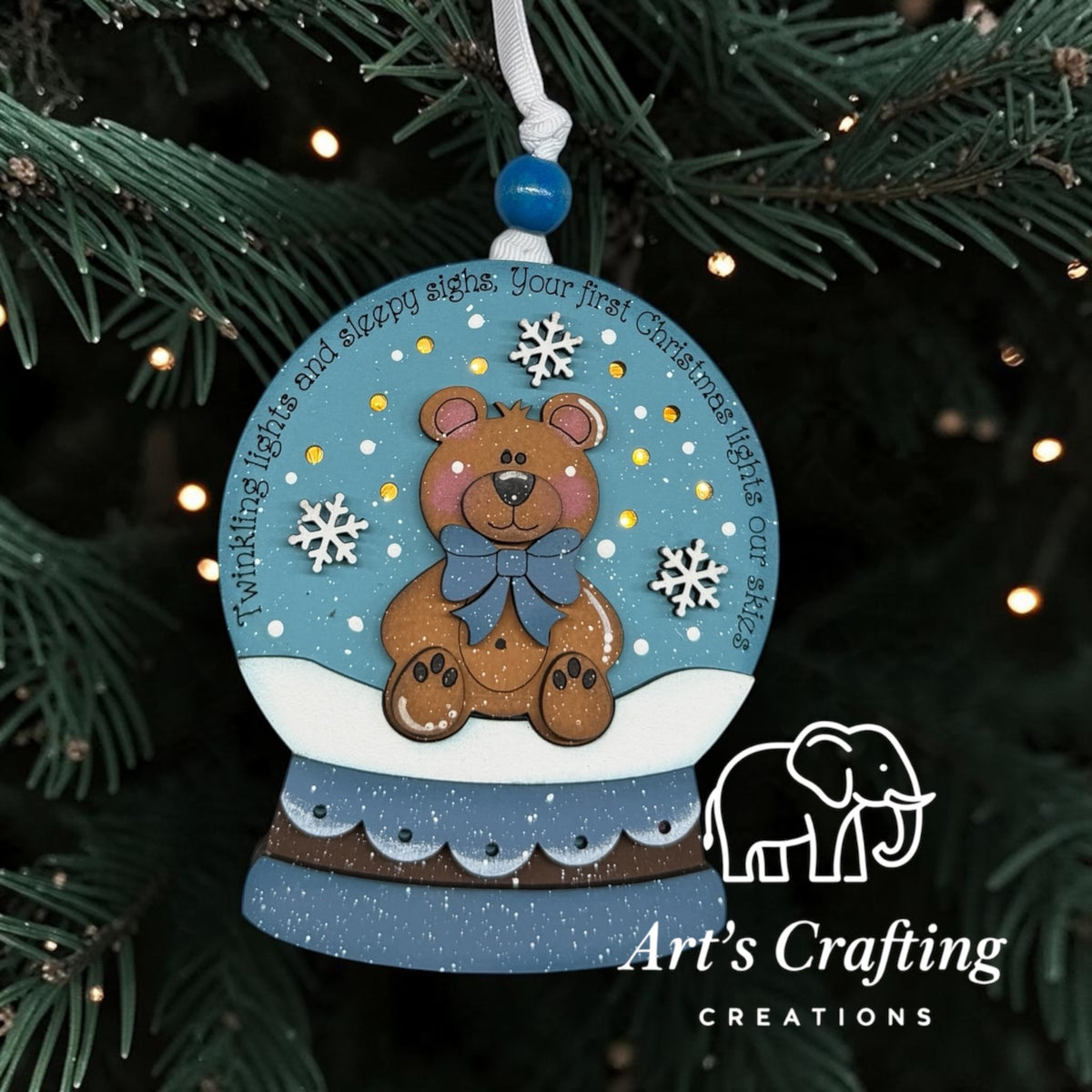 Teddy Bear Snow-globe - Lighted Ornament