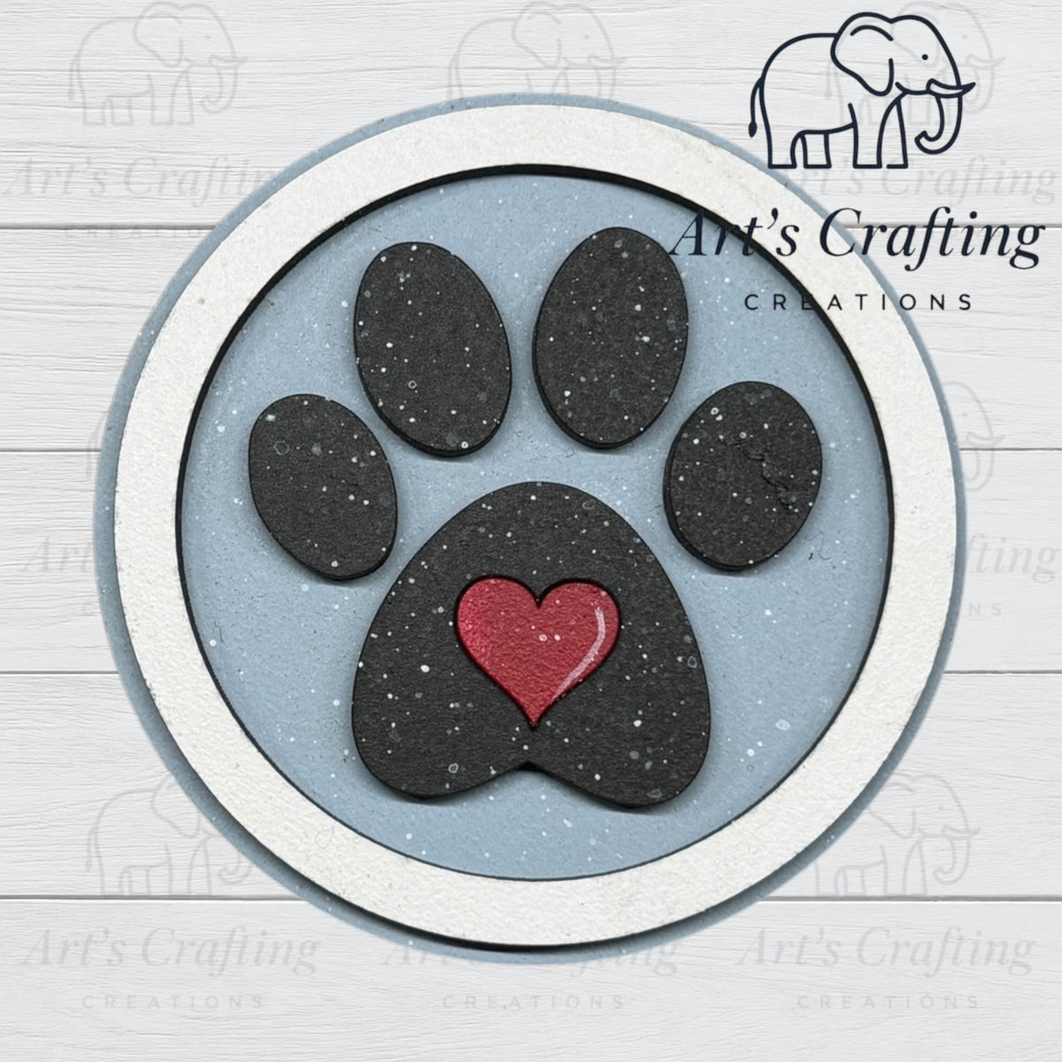 3" Round Insert - Paw Print - Dog