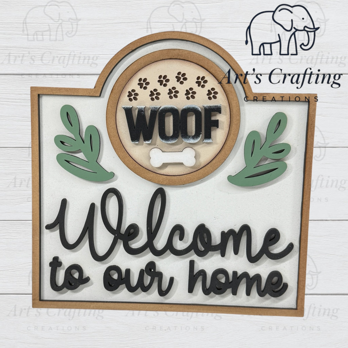 3" Round Insert - Woof - Dog