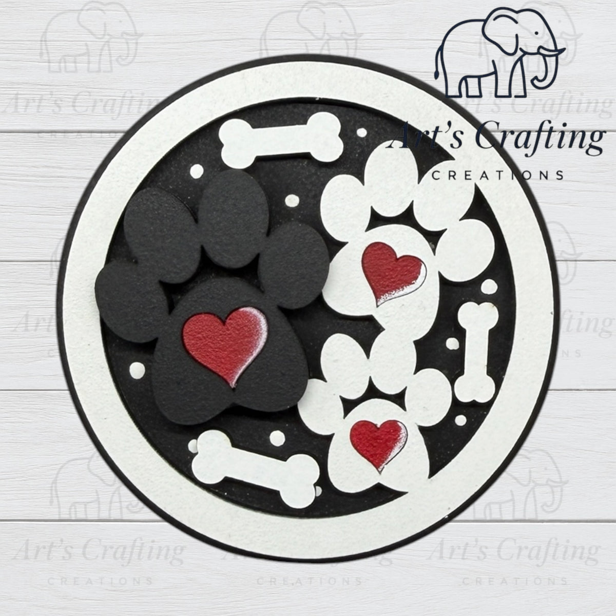 3" Round Insert - Paws and bones - Dog