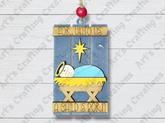 For Unto us a Child is Born Pallet Ornament