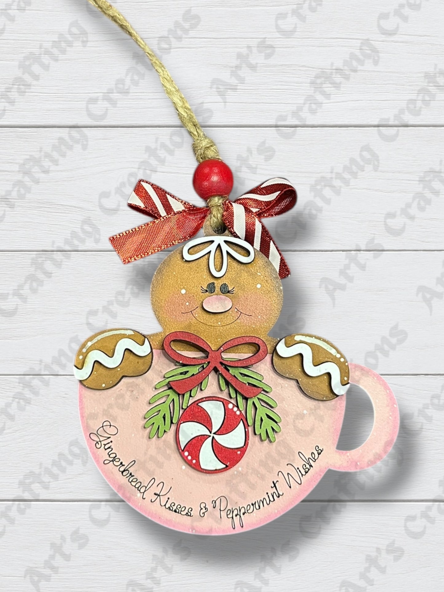 Gingerbread Kisses & Peppermint Wishes Ornament